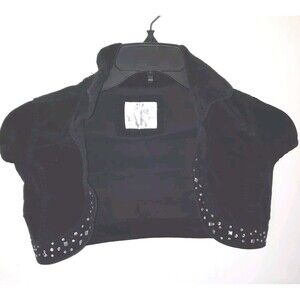 Justice Girls Size 10 Black Velvet Sparkly Bolero Jacket  **missing One Gem**